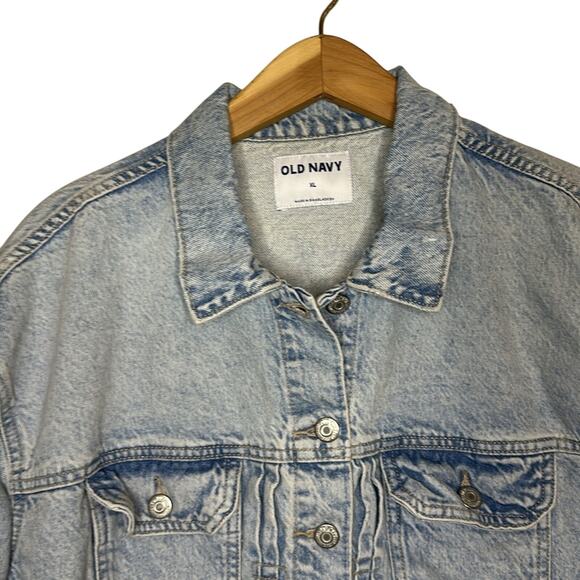 Old Navy Cropped Light Wash Jean Jacket xl - Picture 3 of 5